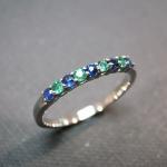 Blue Sapphire And Emerald Wedding Ring In 14 White..