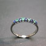 Blue Sapphire And Emerald Wedding Ring In 14 White..