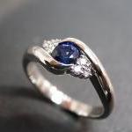 Diamonds Wedding Ring with Blue Sap..
