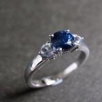 Blue Sapphire And White Sapphire In 14k White Gold