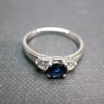 Engagement Ring With Diamond And Blue Sapphire In..
