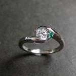 Diamond Engagement Ring with Emeral..
