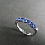 Blue Sapphire Wedding Ring In 18k White Gold