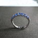 Blue Sapphire Wedding Ring in 18K W..