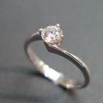Classic Diamond Engagement Ring In 14k White Gold..
