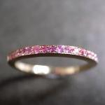 Pink Sapphire Band Bridal Ring In 18k Rose Gold
