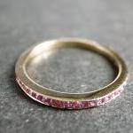 Pink Sapphire Band Bridal Ring In 18k Rose Gold
