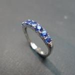 Blue Sapphire Ring In 14k White Gold
