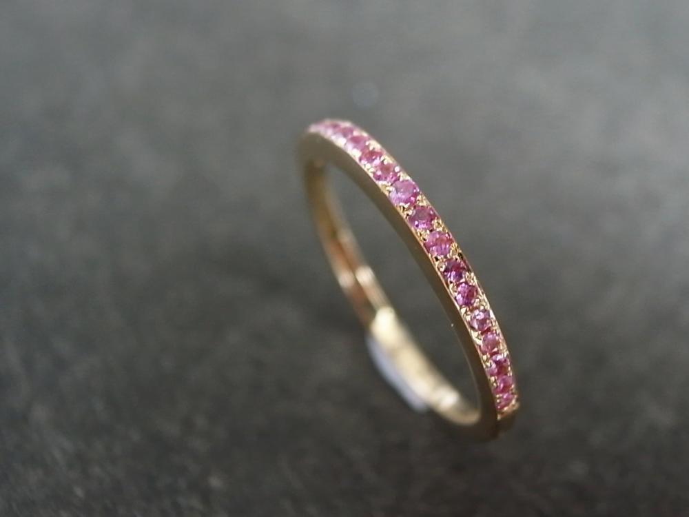 Pink Sapphire Band Bridal Ring in 18K Rose Gold