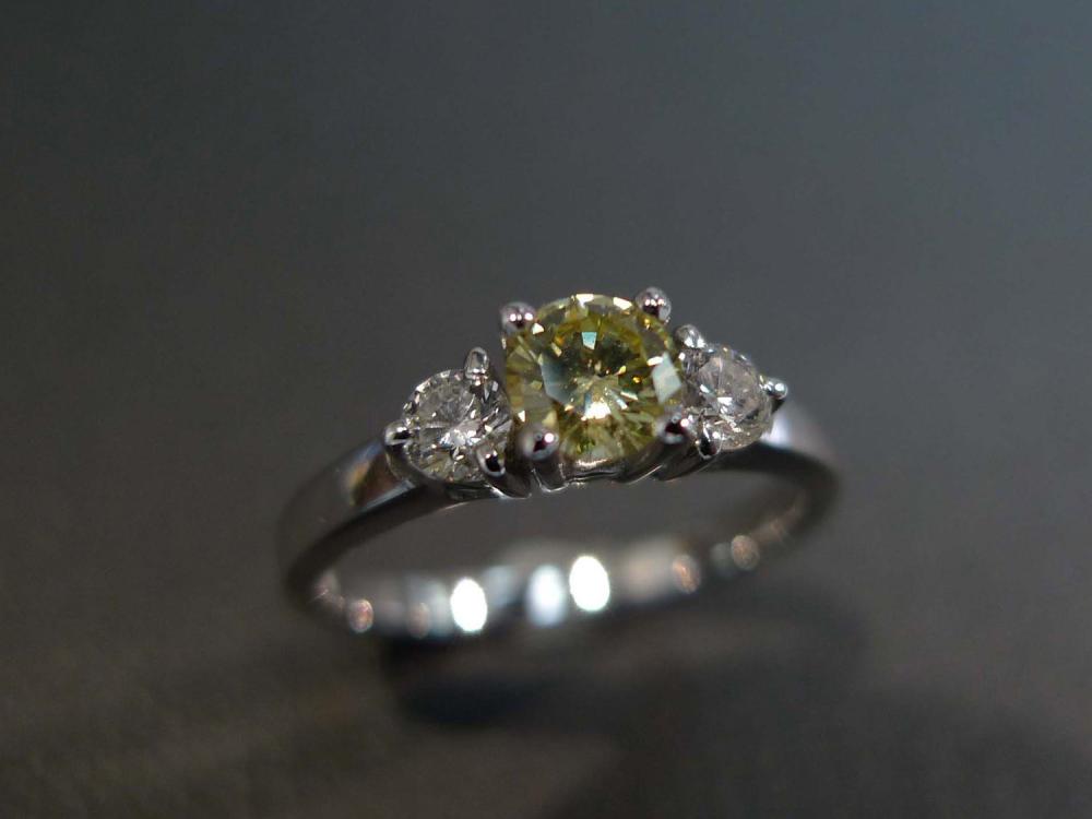 Diamond Yellow Sapphire Engagement Wedding Ring In 14k White Gold