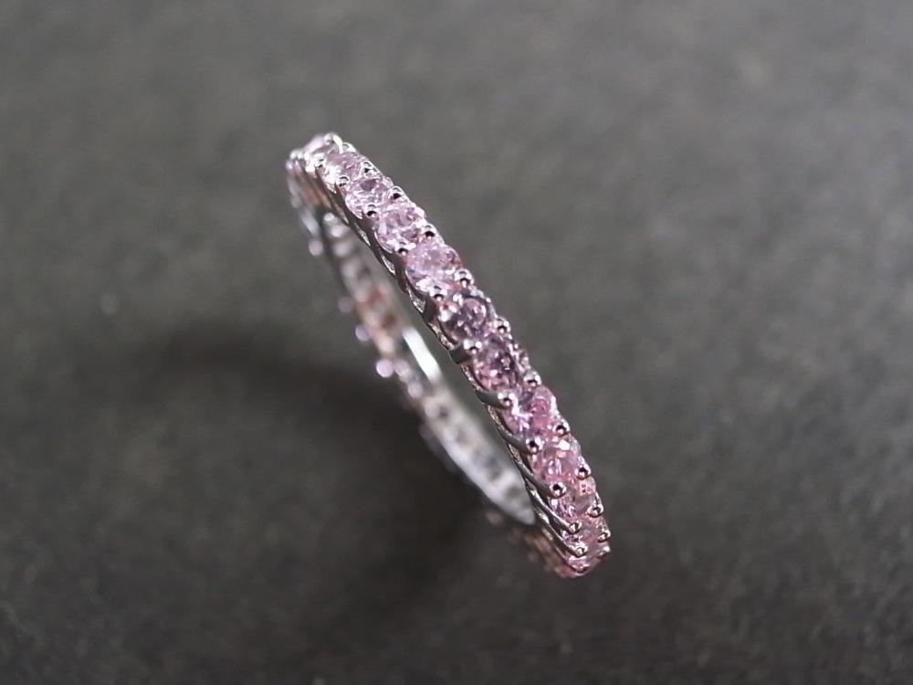 Eternity Ring with Pink Topaz in 14K White Gold