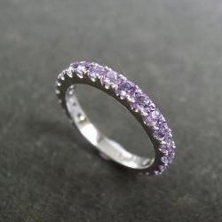 Amethyst Wedding Ring in 14K White Gold